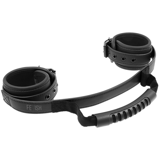 Fetish Submissive Noprene Lining Handcuffs With Handle | Niks.fi verkkokauppa