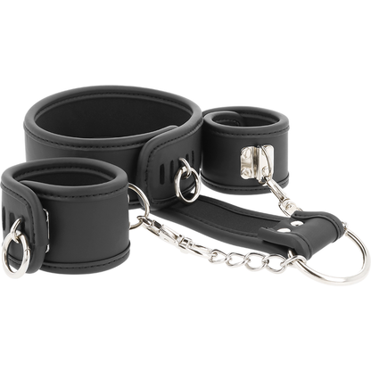 Fetish Submissive Vegan Leather Necklace And Handcuffs With Noprene Lining | Niks.fi verkkokauppa