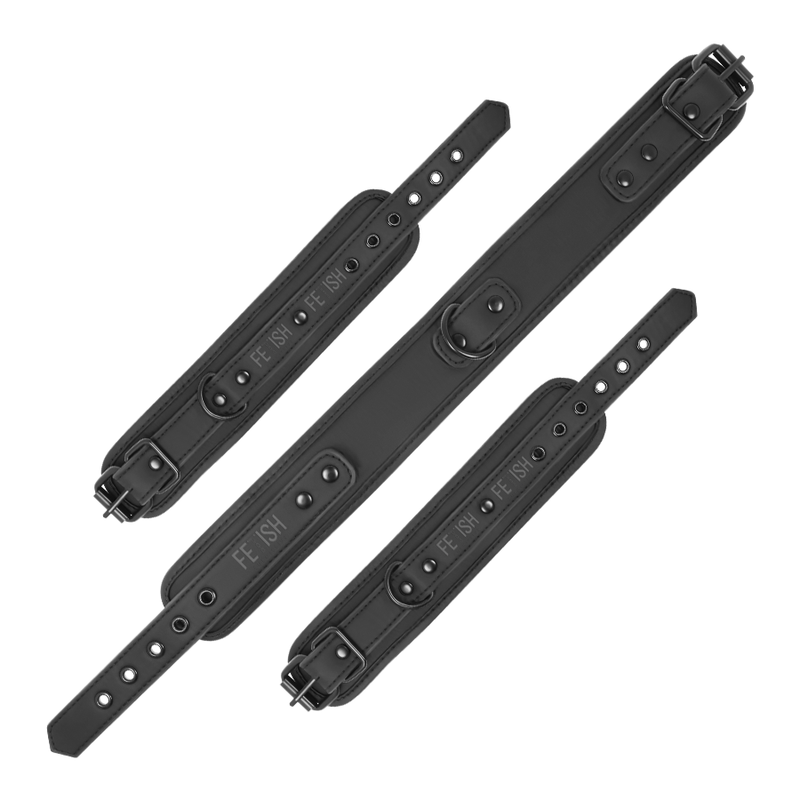 Fetish Submissive Vegan Leather Necklace And Handcuffs With Noprene Lining | Niks.fi verkkokauppa