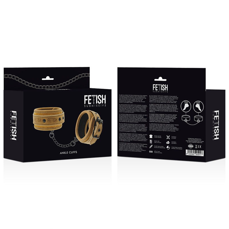 Fetish Submissive Origen Vegan Leather Ankle Cuffs With Neoprene Lining | Niks.fi verkkokauppa