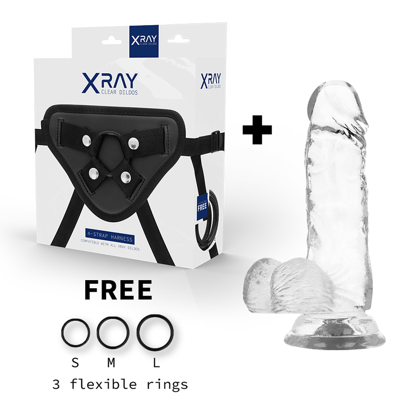 X Ray Harness + Clear Cock With Balls 15.5 Cm -O 3.5 Cm | Niks.fi verkkokauppa