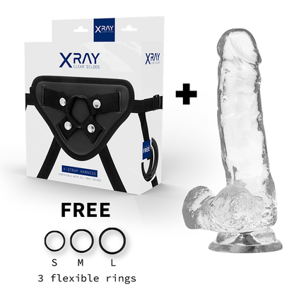 X Ray Harness + Clear Cock With Balls 18.5 Cm -O 3.8 Cm | Niks.fi verkkokauppa