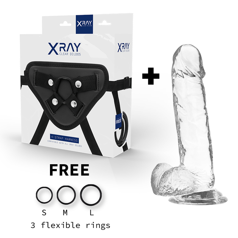 X Ray Harness + Clear Cock With Balls 20 Cm -O 4.5 Cm | Niks.fi verkkokauppa