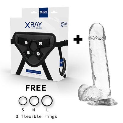 X Ray Harness + Clear Cock With Balls 20 Cm -O 4.5 Cm | Niks.fi verkkokauppa