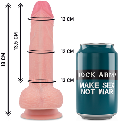 Rockarmy Mustang strap-on-valjaat ja realistinen silikonidildo - 18 cm - Ø 4,14 cm