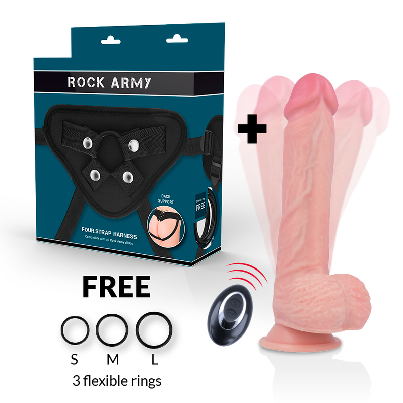 Rockarmyharness + Liquid Silicone Vibrator Premium Apache Remote Control 20.5 Cm -O4.62 Cm | Niks.fi verkkokauppa