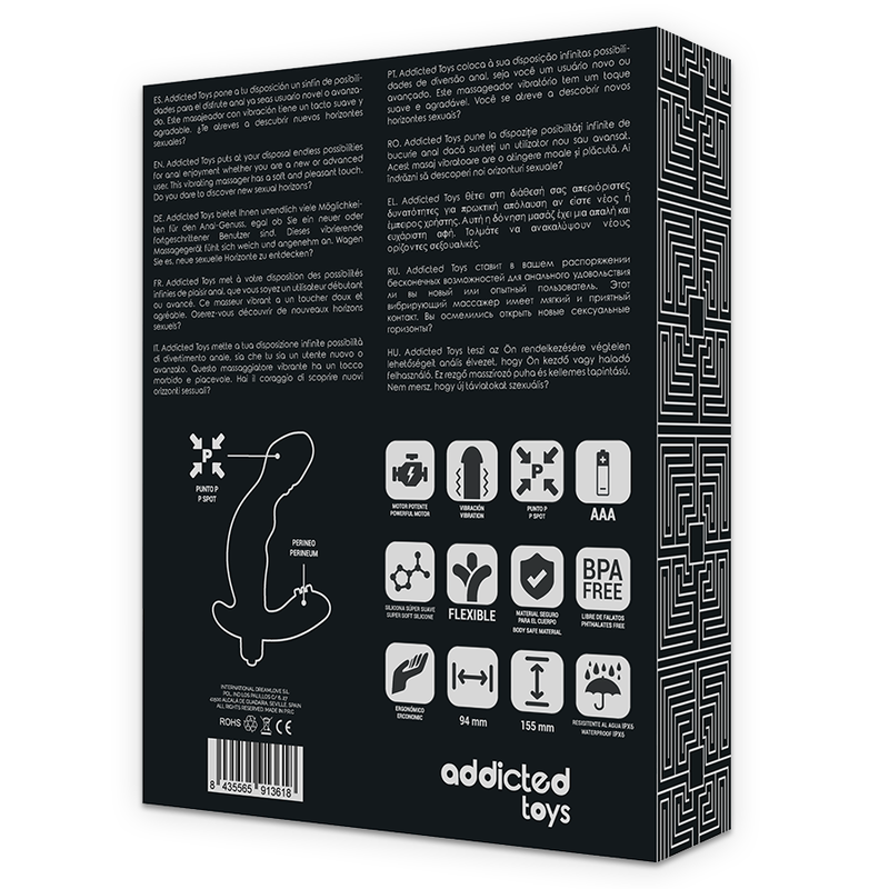 Addicted Toys Anal Stimulator Prostate Realistic Silicone P-Spot Vibe | Niks.fi verkkokauppa