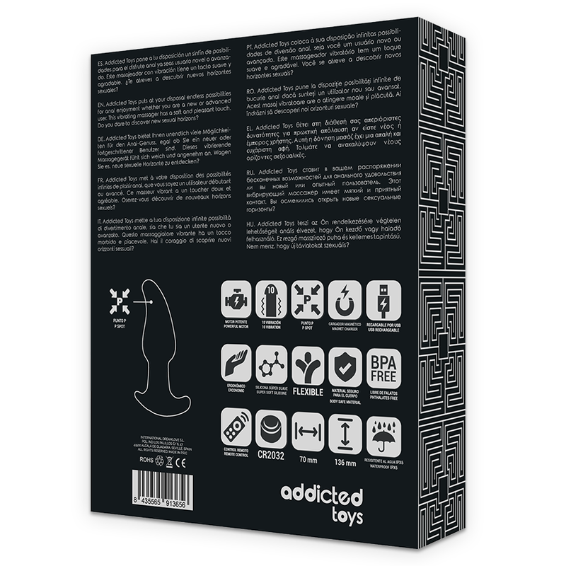 Addicted Toys Remote Control Plug Anal P-Spot Black Pointed | Niks.fi verkkokauppa