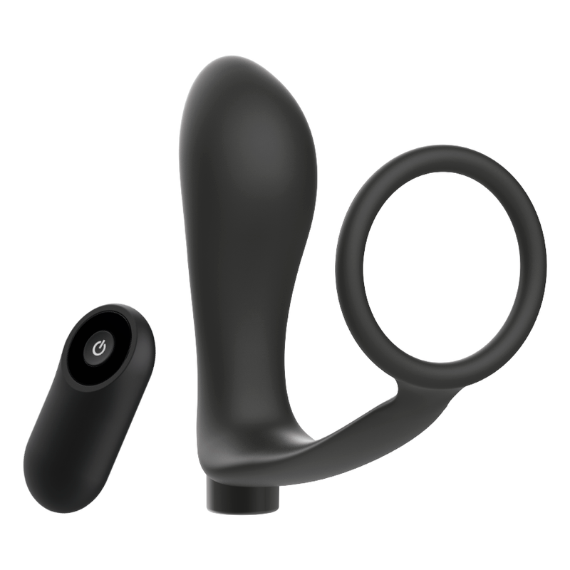 Addicted Toys Penis Ring With Remote Control Anal Plug Black Rechargeable | Niks.fi verkkokauppa