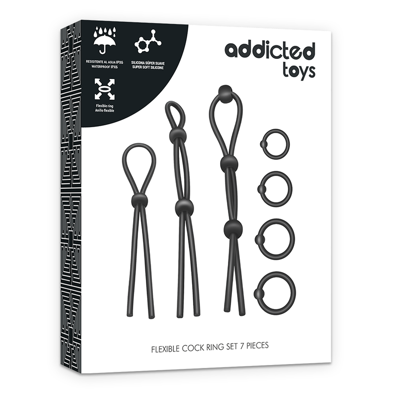 Addicted Toys Flexible Silicone Cock Ring Set 7 Pieces | Niks.fi verkkokauppa